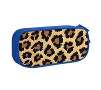 KCGSDEGV Brown Pattern Leopard Printed Pen Pencil Cases for School Girls Boys, Large Capacity Cute Pencil Bag Holder Stationery Organizer Box,Blue