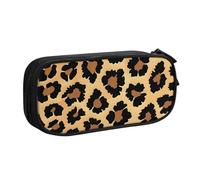 KCGSDEGV Brown Pattern Leopard Printed Pen Pencil Cases for School Girls Boys, Large Capacity Cute Pencil Bag Holder Stationery Organizer Box,Black