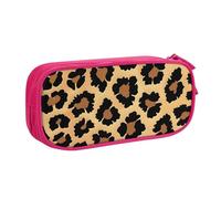 KCGSDEGV Brown Pattern Leopard Printed Pen Pencil Cases for School Girls Boys, Large Capacity Cute Pencil Bag Holder Stationery Organizer Box,Pink