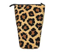 KCGSDEGV Brown Pattern Leopard Prints Standing Expandable Pencil Case Organiser for School Pens, Makeup & Travel for Students & Artists