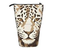 KCGSDEGV Brown Pattern Leopard Prints Standing Expandable Pencil Case Organiser for School Pens, Makeup & Travel for Students & Artists