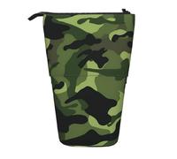 KCGSDEGV Camouflage Green Prints Standing Expandable Pencil Case Organiser for School Pens, Makeup & Travel for Students & Artists
