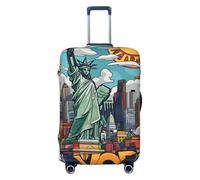 KCGSDEGV Cartoon Cute New York USA Theme Art Prints Elastic Luggage Cover with Invisible Zippers - Universal Suitcase Protector for Travel, Business Trips, XL(29-32inch Suitcase)