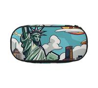 KCGSDEGV Cartoon Cute New York USA Theme Art Prints Pencil Case Stationery Organizer Pen Pouch Bag Makeup Bag for Travel School Work