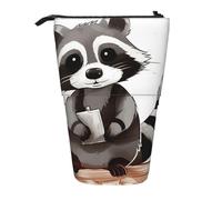 KCGSDEGV Cartoon Cute Raccoon Prints Standing Expandable Pencil Case Organiser for School Pens, Makeup & Travel for Students & Artists