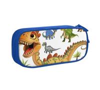 KCGSDEGV Cartoon Dinosaur Images Printed Pen Pencil Cases for School Girls Boys, Large Capacity Cute Pencil Bag Holder Stationery Organizer Box,Blue