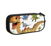 KCGSDEGV Cartoon Dinosaur Images Printed Pen Pencil Cases for School Girls Boys, Large Capacity Cute Pencil Bag Holder Stationery Organizer Box,Black