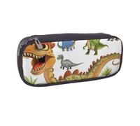 KCGSDEGV Cartoon Dinosaur Images Printed Pen Pencil Cases for Students Girls Boys, Cute Leather Pencil Bag Pouch Holder Stationery Organizer for Kids Men Women
