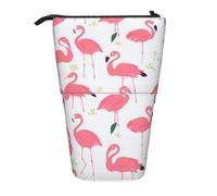 KCGSDEGV Cartoon Flamingo Pattern Prints Standing Expandable Pencil Case Organiser for School Pens, Makeup & Travel for Students & Artists
