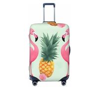 KCGSDEGV Cartoon Flamingo Pineapples Prints Elastic Luggage Cover with Invisible Zippers - Universal Suitcase Protector for Travel, Business Trips, L(25-28inch Suitcase)