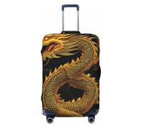 KCGSDEGV Chinese Golden Yellow Dragon Prints Elastic Luggage Cover with Invisible Zippers - Universal Suitcase Protector for Travel, Business Trips, M(22-24inch Suitcase)