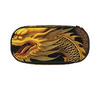 KCGSDEGV Chinese Golden Yellow Dragon Prints Pencil Case Stationery Organizer Pen Pouch Bag Makeup Bag for Travel School Work