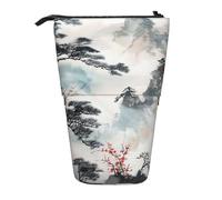 KCGSDEGV Chinese Landscape Painting Prints Standing Expandable Pencil Case Organiser for School Pens, Makeup & Travel for Students & Artists