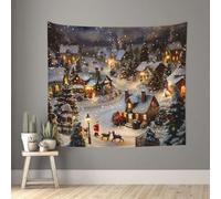 KCGSDEGV Christmas Village Printed Tapestry Wall Hanging - Exquisite Wall Decoration For Home Bedroom, Living Room, Dorm -150x130cm Soft Tapestry