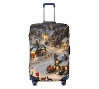 KCGSDEGV Christmas Village Prints Elastic Luggage Cover with Invisible Zippers - Universal Suitcase Protector for Travel, Business Trips, L(25-28inch Suitcase)