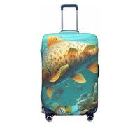 KCGSDEGV Colorful Fish Under The sea Prints Elastic Luggage Cover with Invisible Zippers - Universal Suitcase Protector for Travel, Business Trips, M(22-24inch Suitcase)