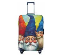KCGSDEGV Colorful Gnomes Santa Prints Elastic Luggage Cover with Invisible Zippers - Universal Suitcase Protector for Travel, Business Trips, M(22-24inch Suitcase)