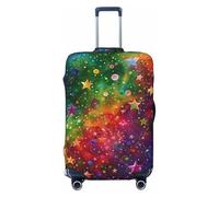 KCGSDEGV Colorful Rainbow Stars Prints Elastic Luggage Cover with Invisible Zippers - Universal Suitcase Protector for Travel, Business Trips, S(18-21inch Suitcase)