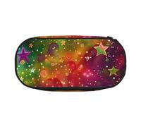 KCGSDEGV Colorful Rainbow Stars Prints Pencil Case Stationery Organizer Pen Pouch Bag Makeup Bag for Travel School Work