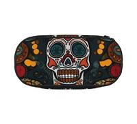 KCGSDEGV Colorful Sugar Skulls Prints Pencil Case Stationery Organizer Pen Pouch Bag Makeup Bag for Travel School Work