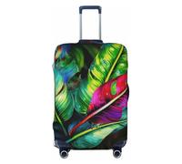 KCGSDEGV Colorful Tropical Leaf Prints Elastic Luggage Cover with Invisible Zippers - Universal Suitcase Protector for Travel, Business Trips, M(22-24inch Suitcase)