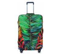 KCGSDEGV Colorful Tropical Leaf Prints Elastic Luggage Cover with Invisible Zippers - Universal Suitcase Protector for Travel, Business Trips, L(25-28inch Suitcase)