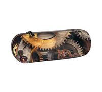 KCGSDEGV Cool Steampunk Gears Printed Pen Pencil Cases for School Girls Boys, Cute Leather Zipper Pencil Bag Holder Stationery Organizer Box