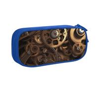 KCGSDEGV Cool Steampunk Gears Printed Pen Pencil Cases for School Girls Boys, Large Capacity Cute Pencil Bag Holder Stationery Organizer Box,Blue