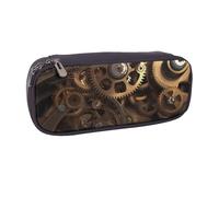 KCGSDEGV Cool Steampunk Gears Printed Pen Pencil Cases for Students Girls Boys, Cute Leather Pencil Bag Pouch Holder Stationery Organizer for Kids Men Women
