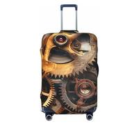 KCGSDEGV Cool Steampunk Gears Prints Elastic Luggage Cover with Invisible Zippers - Universal Suitcase Protector for Travel, Business Trips, L(25-28inch Suitcase)