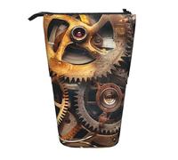 KCGSDEGV Cool Steampunk Gears Prints Standing Expandable Pencil Case Organiser for School Pens, Makeup & Travel for Students & Artists