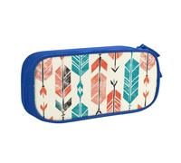 KCGSDEGV Coral and Teal Arrows Printed Pen Pencil Cases for School Girls Boys, Large Capacity Cute Pencil Bag Holder Stationery Organizer Box,Blue