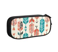 KCGSDEGV Coral and Teal Arrows Printed Pen Pencil Cases for School Girls Boys, Large Capacity Cute Pencil Bag Holder Stationery Organizer Box,Black