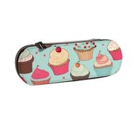KCGSDEGV Cupcake Pattern Printed Pen Pencil Cases for School Girls Boys, Cute Leather Zipper Pencil Bag Holder Stationery Organizer Box