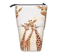KCGSDEGV Cute Cartoon Funny Giraffes Prints Standing Expandable Pencil Case Organiser for School Pens, Makeup & Travel for Students & Artists