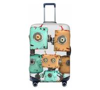 KCGSDEGV Cute Cartoon Robots Prints Elastic Luggage Cover with Invisible Zippers - Universal Suitcase Protector for Travel, Business Trips, S(18-21inch Suitcase)