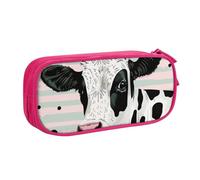 KCGSDEGV Cute Cow Polka Dot Printed Pen Pencil Cases for School Girls Boys, Large Capacity Cute Pencil Bag Holder Stationery Organizer Box,Pink