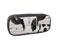 KCGSDEGV Cute Cow Polka Dot Printed Pen Pencil Cases for Students Girls Boys, Cute Leather Pencil Bag Pouch Holder Stationery Organizer for Kids Men Women