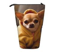 KCGSDEGV Cute Depressed Chihuahua Prints Standing Expandable Pencil Case Organiser for School Pens, Makeup & Travel for Students & Artists