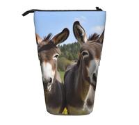 KCGSDEGV Cute Donkeys Prints Standing Expandable Pencil Case Organiser for School Pens, Makeup & Travel for Students & Artists