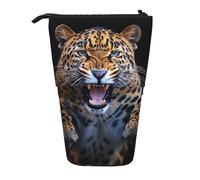 KCGSDEGV Cute Leopard Prints Standing Expandable Pencil Case Organiser for School Pens, Makeup & Travel for Students & Artists