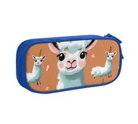 KCGSDEGV Cute Llama Printed Pen Pencil Cases for School Girls Boys, Large Capacity Cute Pencil Bag Holder Stationery Organizer Box,Blue