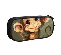 KCGSDEGV Cute Monkey Printed Pen Pencil Cases for School Girls Boys, Large Capacity Cute Pencil Bag Holder Stationery Organizer Box,Black