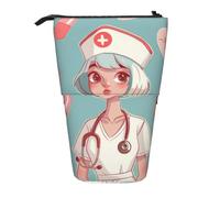 KCGSDEGV Cute Nurse Prints Standing Expandable Pencil Case Organiser for School Pens, Makeup & Travel for Students & Artists
