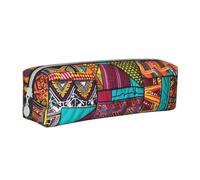 KCGSDEGV Cute Pencil Case with African Textile Patchwork Print Printed Leather Pencil Pouch Pen Bag Holder School Stationery Organizer Pencil Box