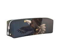 KCGSDEGV Cute Pencil Case with Bald Eagle Flying with Us Flag Printed Leather Pencil Pouch Pen Bag Holder School Stationery Organizer Pencil Box