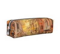 KCGSDEGV Cute Pencil Case with Beautiful Venice Canal View Printed Leather Pencil Pouch Pen Bag Holder School Stationery Organizer Pencil Box