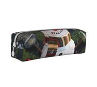 KCGSDEGV Cute Pencil Case with Christmas Carton Snowman Printed Leather Pencil Pouch Pen Bag Holder School Stationery Organizer Pencil Box