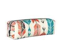 KCGSDEGV Cute Pencil Case with Coral and Teal Arrows Printed Leather Pencil Pouch Pen Bag Holder School Stationery Organizer Pencil Box