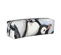 KCGSDEGV Cute Pencil Case with Cute Baby Penguins Sketch Printed Leather Pencil Pouch Pen Bag Holder School Stationery Organizer Pencil Box